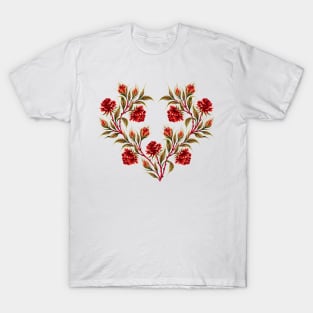 Roses - Red / Light Green T-Shirt